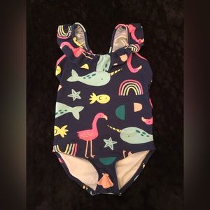 Girls Carters one piece flamingo swimsuit, 4T